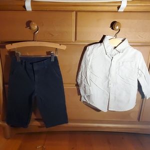 Janie and Jack collared shirt navy cords. Sz 12/18